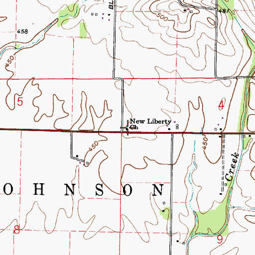 Topographic Map of New Liberty Church, IN
