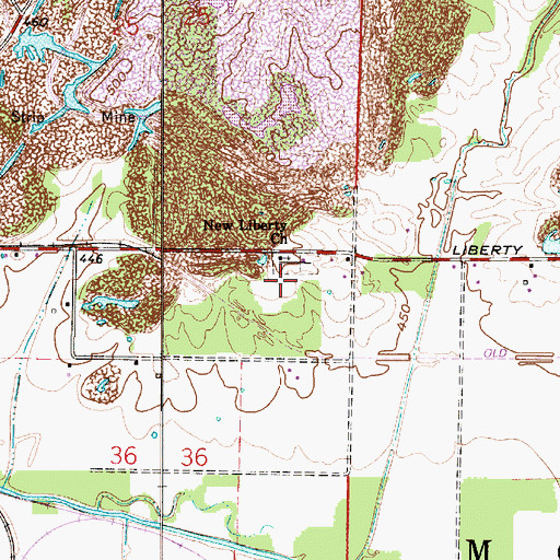Topographic Map of New Liberty Church, IN