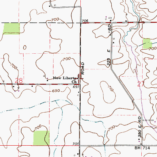 Topographic Map of New Liberty Church, IN
