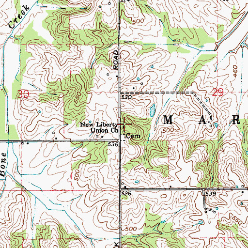 Topographic Map of New Liberty Union Church, IN