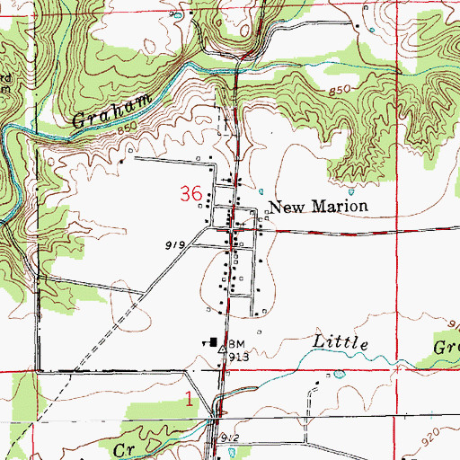 Topographic Map of New Marion, IN
