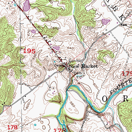Topographic Map of New Market, IN