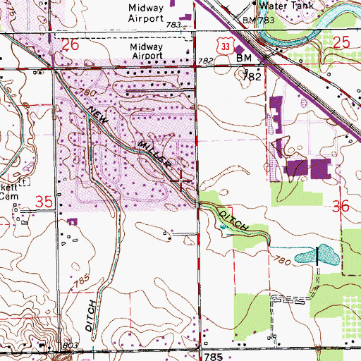 Topographic Map of New Miller Ditch, IN