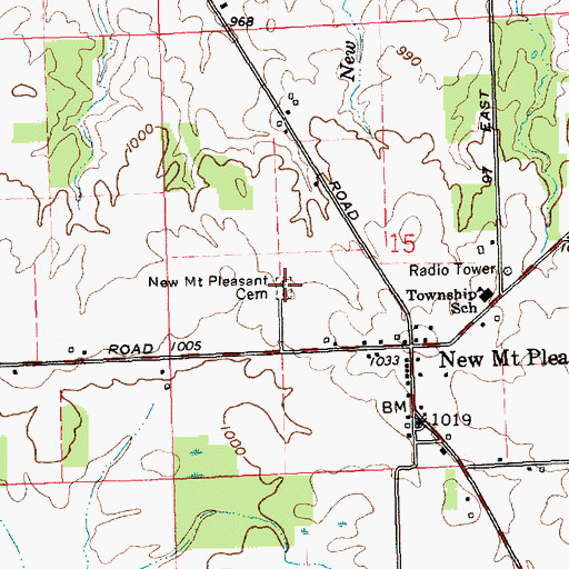 Topographic Map of New Mount Pleasant Cemetery, IN