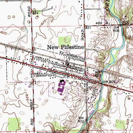 Topographic Map of New Palestine, IN