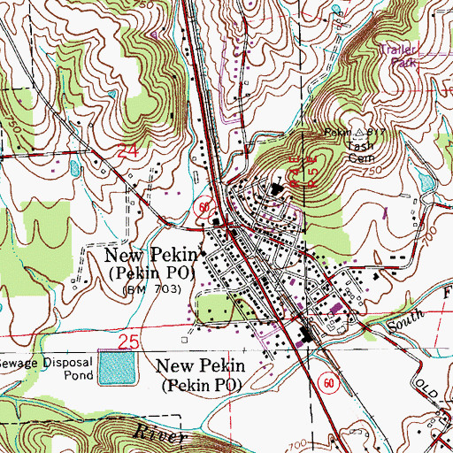 Topographic Map of New Pekin, IN