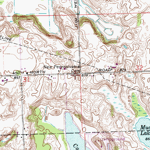 Topographic Map of New Pennsylvania Cemetery, IN