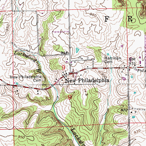 Topographic Map of New Philadelphia, IN