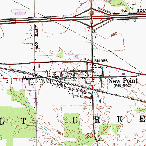 Topographic Map of New Point, IN