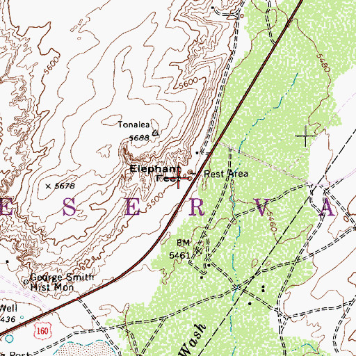 Topographic Map of Elephant Feet, AZ
