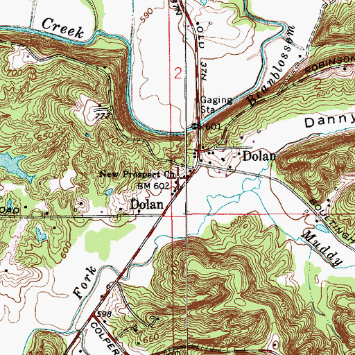 Topographic Map of New Prospect Church, IN