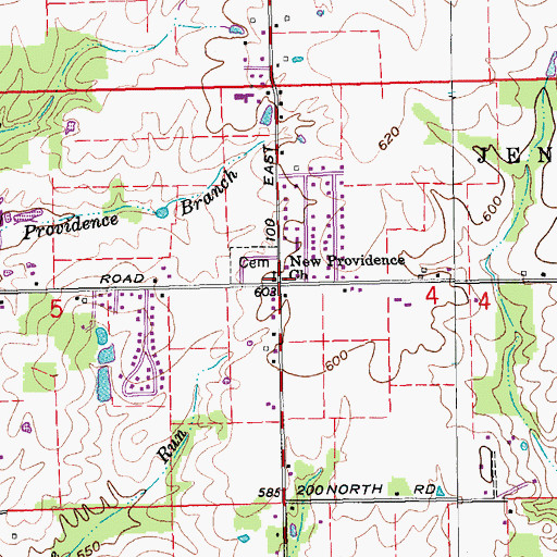 Topographic Map of New Providence Church, IN