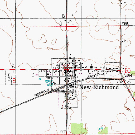 Topographic Map of New Richmond, IN