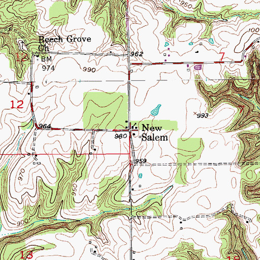 Topographic Map of New Salem, IN