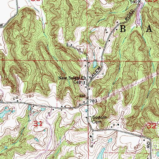 Topographic Map of New Salem Church, IN