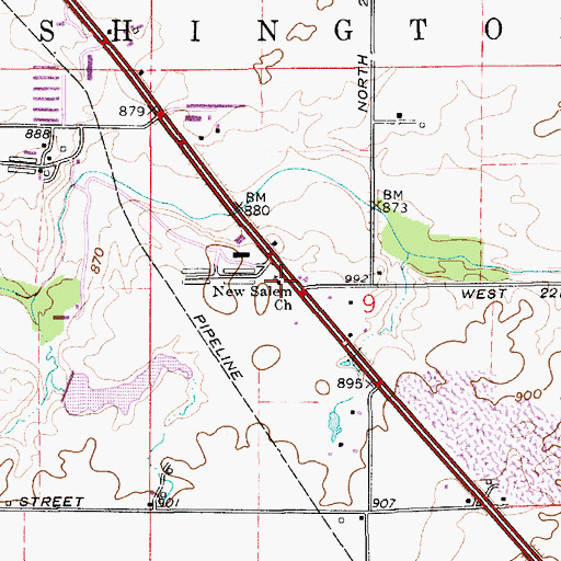 Topographic Map of New Salem Church, IN