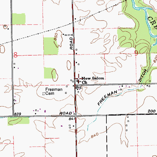 Topographic Map of New Salem Church, IN