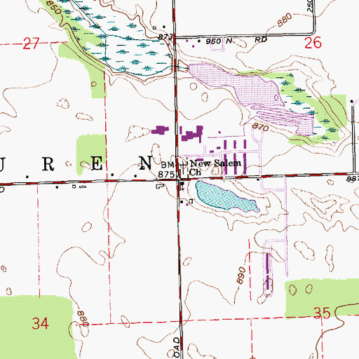 Topographic Map of New Salem Church, IN