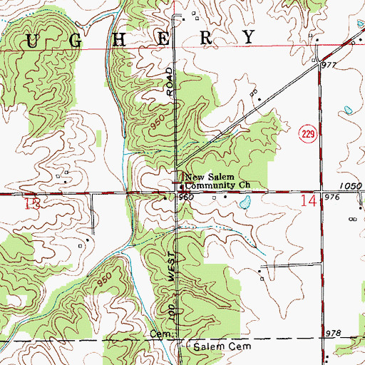 Topographic Map of New Salem Community Church, IN