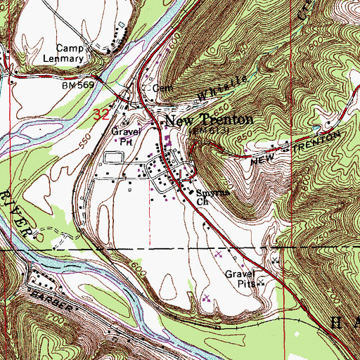 Topographic Map of New Trenton, IN