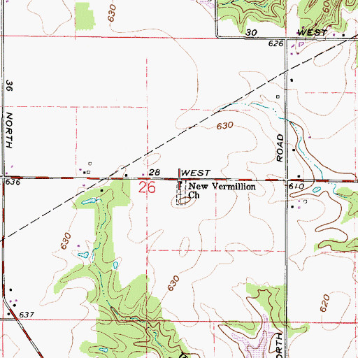Topographic Map of New Vermillion Church, IN