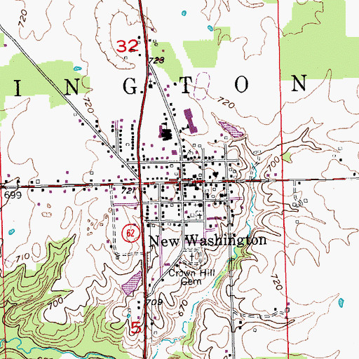 Topographic Map of New Washington, IN