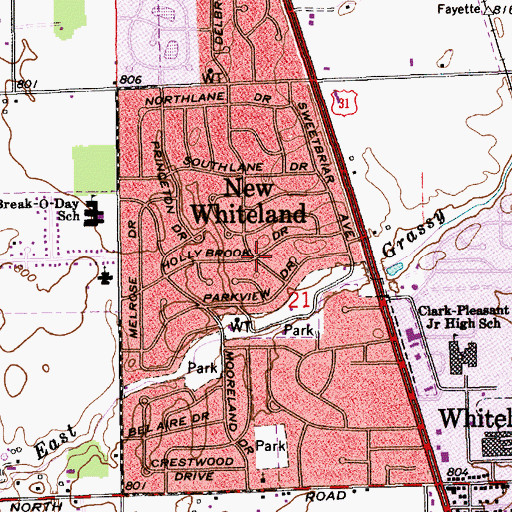 Topographic Map of New Whiteland, IN
