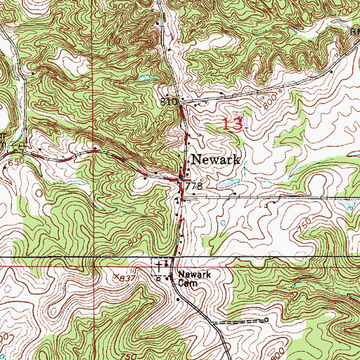 Topographic Map of Newark, IN