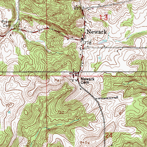 Topographic Map of Newark Cemetery, IN