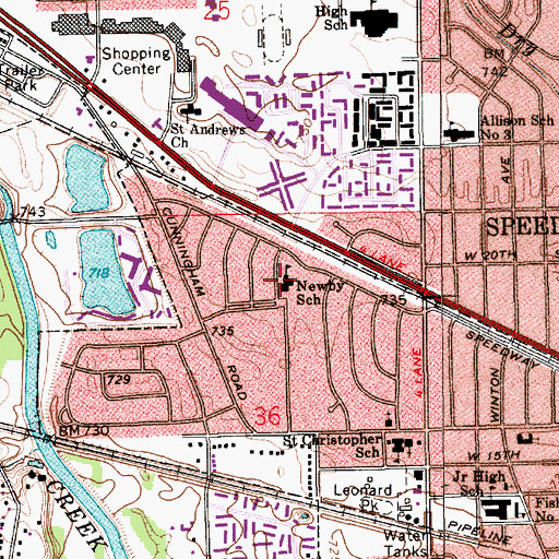 Topographic Map of Arthur C Newby Elementary School, IN