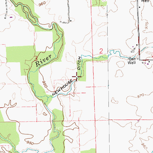 Topographic Map of Newhouse Ditch, IN