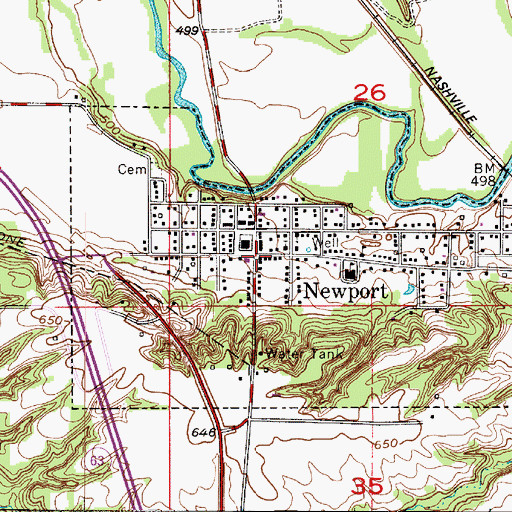 Topographic Map of Newport, IN