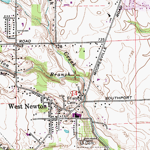 Topographic Map of Newton Branch, IN