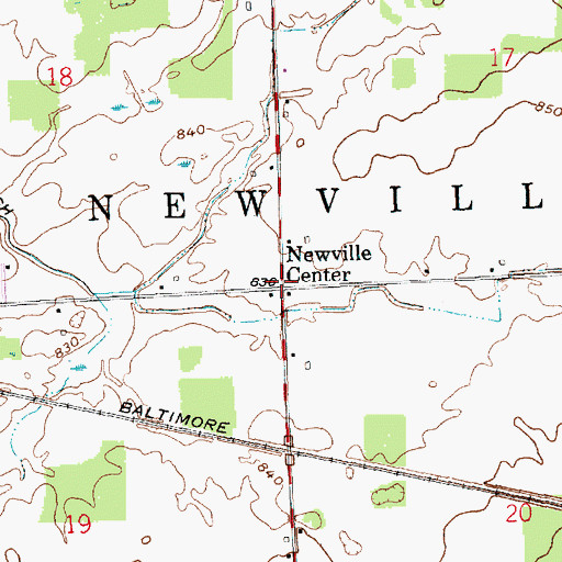Topographic Map of Newville Center, IN