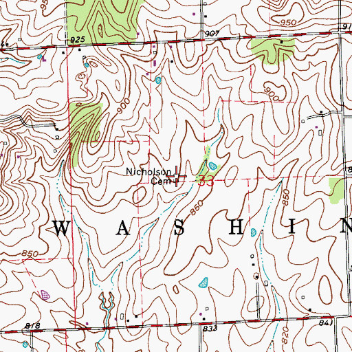 Topographic Map of Nicholson Cemetery, IN