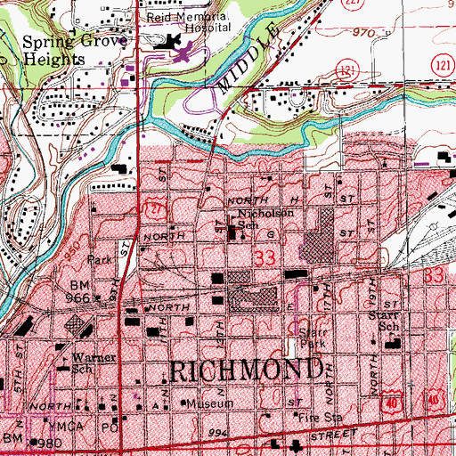 Topographic Map of Nicholson School, IN