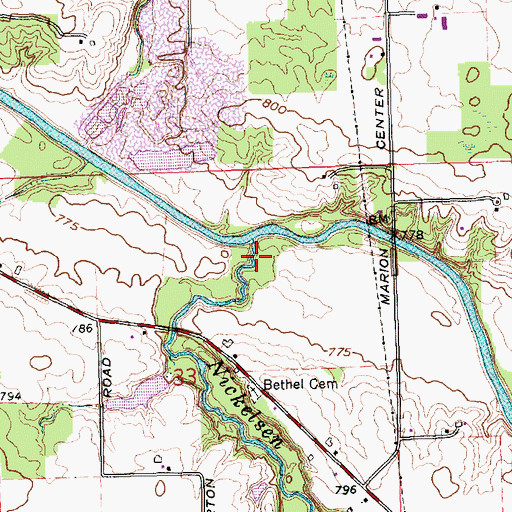 Topographic Map of Nickelsen Creek, IN