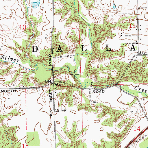 Topographic Map of Nieman Creek, IN
