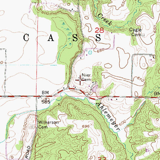 Topographic Map of Nier Cemetery, IN