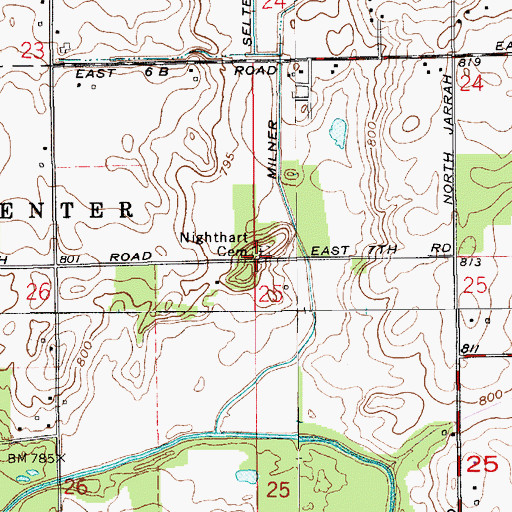 Topographic Map of Nighthart Cemetery, IN