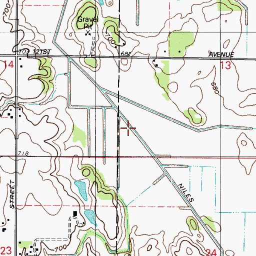 Topographic Map of Niles Ditch, IN