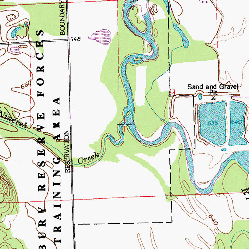 Topographic Map of Nineveh Creek, IN