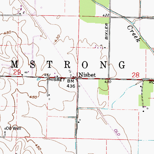 Topographic Map of Nisbet, IN