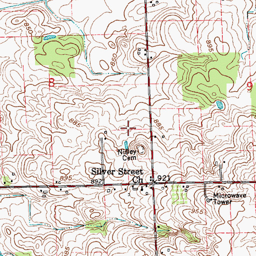 Topographic Map of Nisley Cemetery, IN