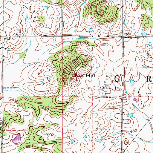 Topographic Map of Nix Hill, IN