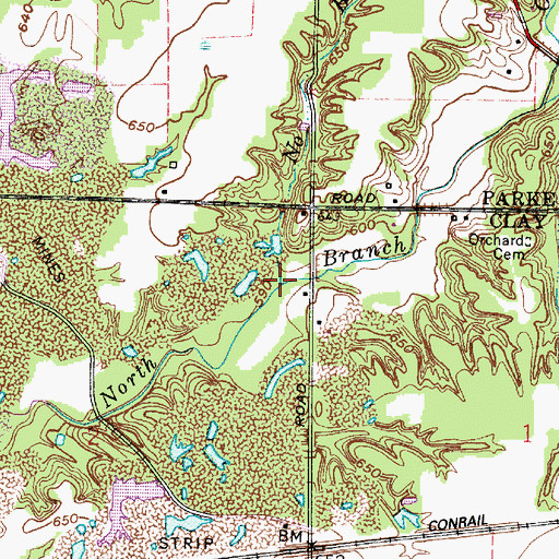 Topographic Map of No Brook, IN