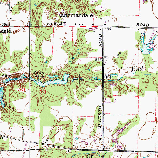 Topographic Map of No End Creek, IN
