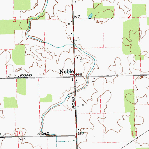 Topographic Map of Noble, IN