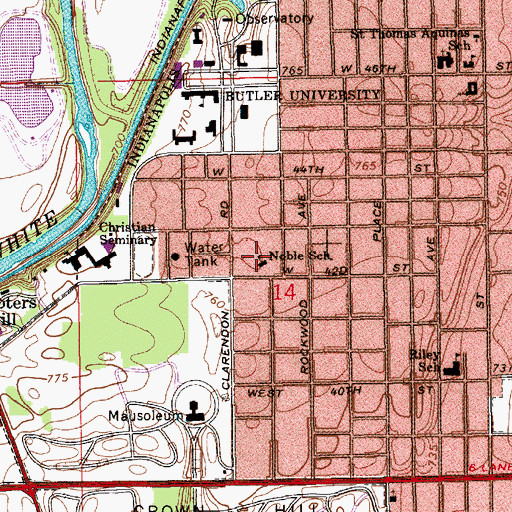 Topographic Map of Noble School, IN