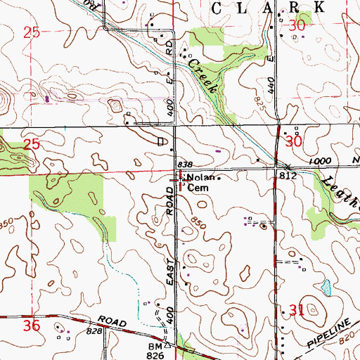 Topographic Map of Nolan Cemetery, IN